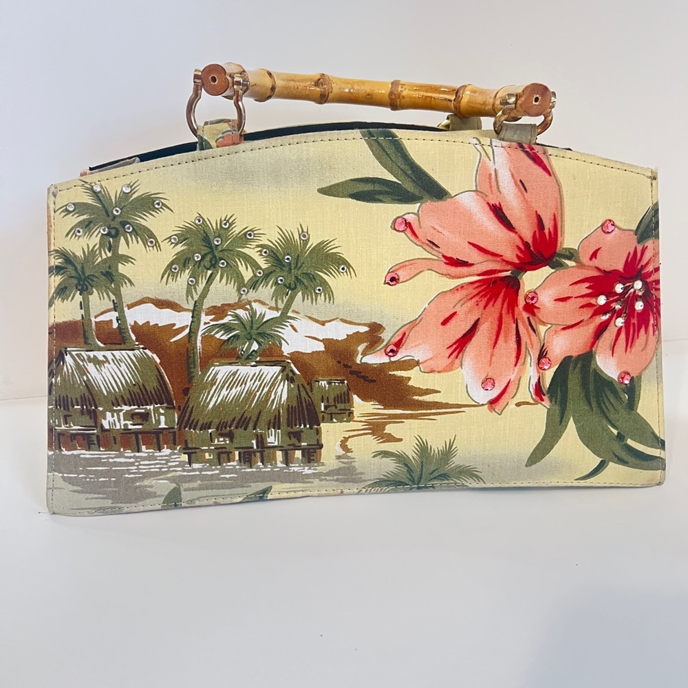 Floral Paradise Clutch with Bamboo Handle